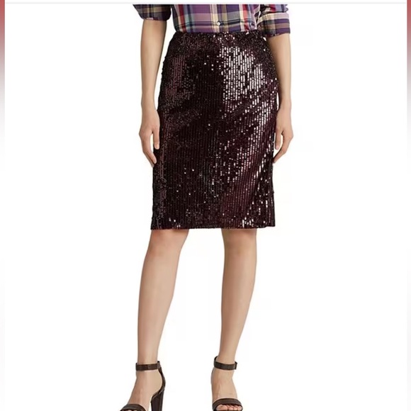 Ralph Lauren Red Sequin Skirt BNWT SIZE 12 - Picture 2 of 6